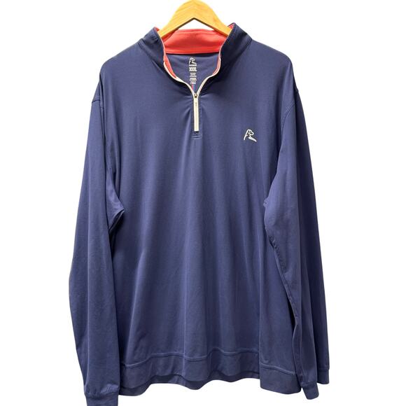 Rhoback 1/4 Zip Mens 3XL Blue Q-Zip Pullover Golf Activewear Pink Collar - Picture 1 of 8